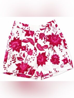 High-Waist Floral Pink and White Women's Shorts